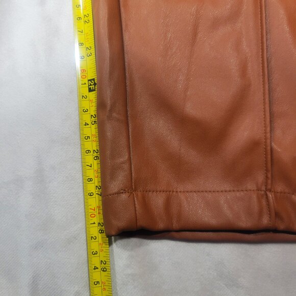 Nine West Women's Faux/Vegan Leather Pleated Pants Caramel Brown - Size XL - Picture 9 of 12